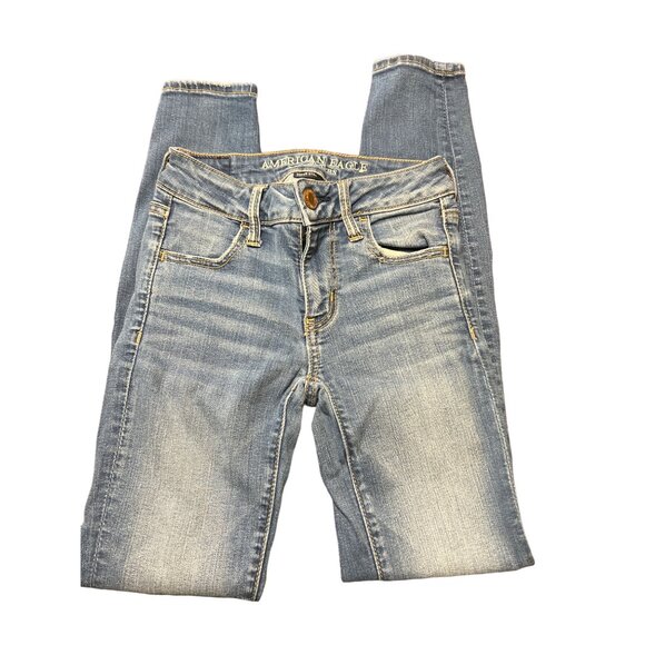 American Eagle Outfitters Super Stretch X Jegging Jeans Size 00 Light Distressin - Picture 1 of 6